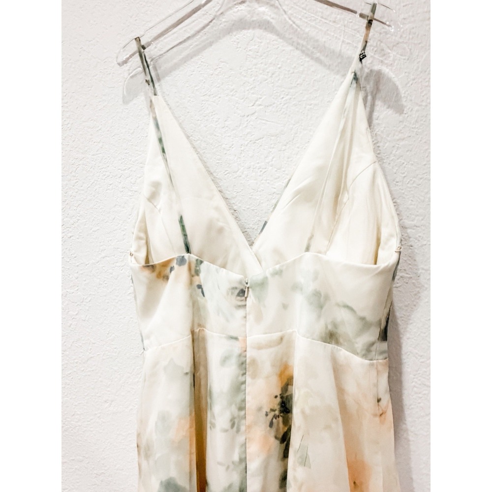 Jenny Yoo Inesse Watercolor Floral Maxi Dress Formal Bridesmaid 10 Ivory Sage - Picture 5 of 6